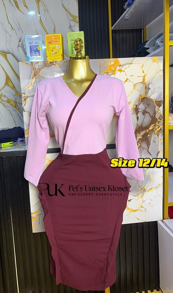 pencil skirt office Ghana Women's Lavender Wrap Blouse and Burgundy Pencil Skirt Set Pelsunisexkloset Tema