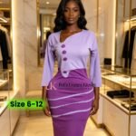 Women's Lavender and Magenta Two-Tone Corporate Midi Dress with Diagonal Button Detail