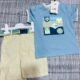 Boys' Sky Blue Race Club Graphic Tee and Beige Belted Shorts Set