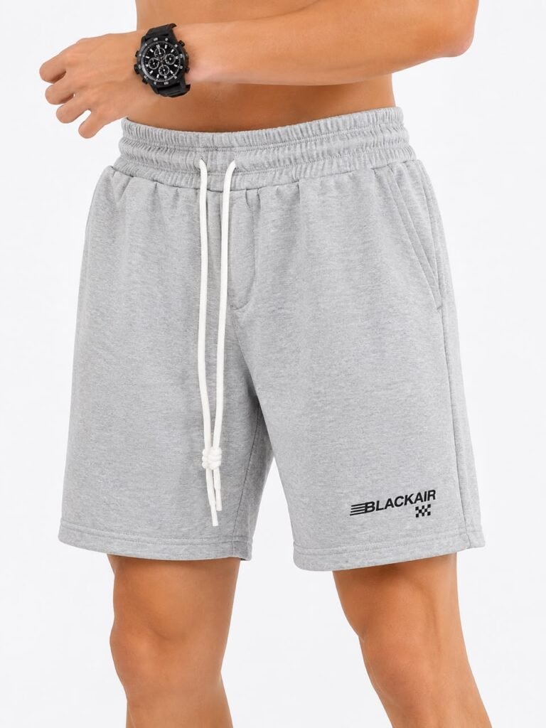 Men's Heather Grey Cotton Drawstring Shorts