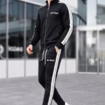 mens tracksuit Ghana Men's Black Tracksuit with White Side Stripes Pelsunisexkloset Tema