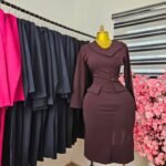 Women's Aubergine Corporate Dress with Lapel Collar and Peplum — Pels Unisex Kloset