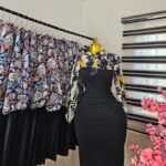 Women's Black Bodycon Dress with Graphic Print Sleeves — Pels Unisex Kloset