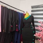 Women's Black Corporate Dress with Green Collar and Buttons — Pels Unisex Kloset
