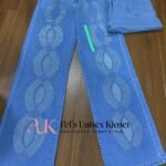 Women's Blue Baggy Jeans with Rhinestone Chain Panels — Pels Unisex Kloset