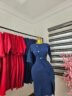 Women's Corporate Dress with Asymmetric Buttons and Wrap Skirt in Steel Blue — Pels Unisex Kloset