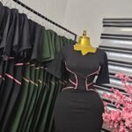 Women's Corporate Dress with Contrast Piping and Collar in Black with Pink Trim — Pels Unisex Kloset