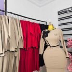 Women's Corporate Dress with Contrast Shoulder Bow in Beige — Pels Unisex Kloset