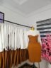 Women's Corporate Dress with White Collar and Sleeves in Caramel — Pels Unisex Kloset