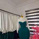 Women's Corporate Dress with White Collar and Sleeves in Teal — Pels Unisex Kloset