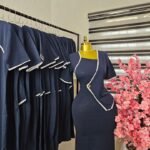 Women's Navy Corporate Dress with White Piping — Pels Unisex Kloset
