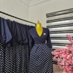 Women's Navy Polka Dot Flare Dress — Pels Unisex Kloset