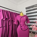 Women's Orchid Corporate Dress with Black Piping and Peplum — Pels Unisex Kloset