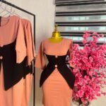 Women's Peach and Black Colourblock Corporate Dress — Pels Unisex Kloset