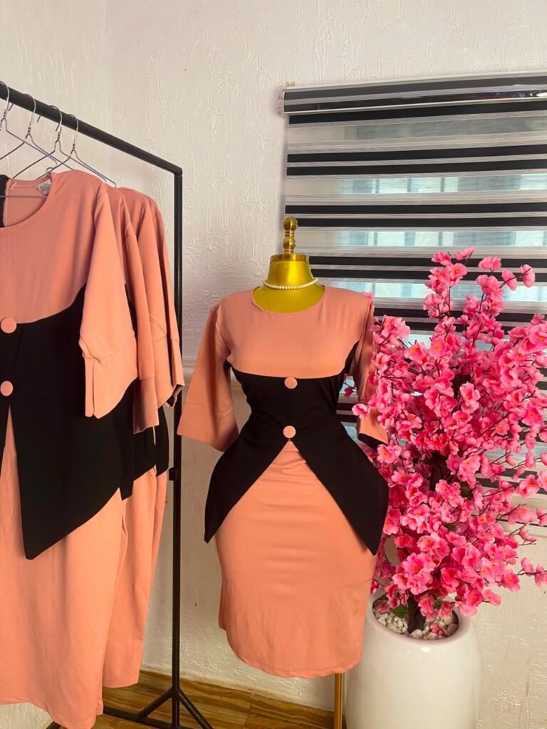 Women's Peach and Black Colourblock Corporate Dress — Pels Unisex Kloset