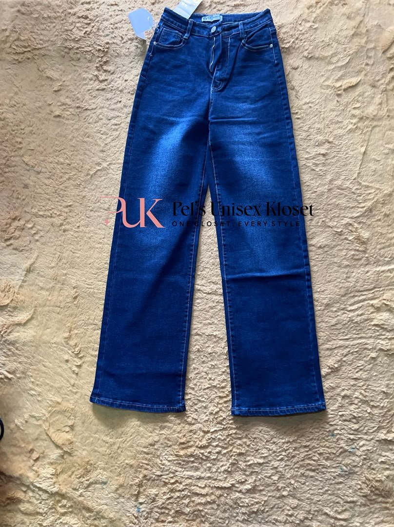 puk b4 womens plain high waist baggy jeans dark blue Women's Plain High-Waist Baggy Jeans in Dark Blue — Pels Unisex Kloset