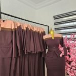 Women's Plum Corporate Dress with Peach Colourblock Yoke and Belt — Pels Unisex Kloset