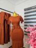 Women's Short-Sleeve Corporate Dress with Double Bow Waist in Rust — Pels Unisex Kloset